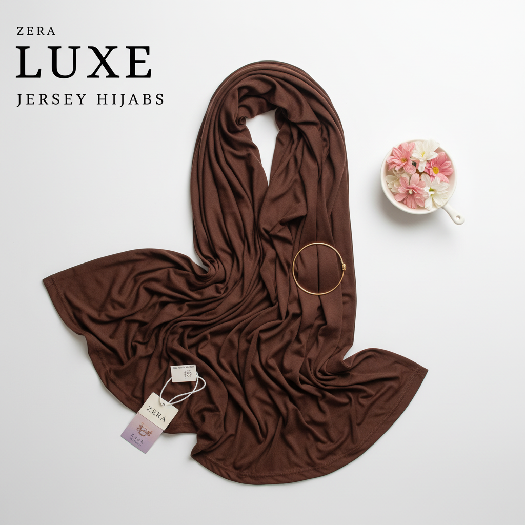 Chocolate Brown Jersey Hijab - Zera Luxe Collection