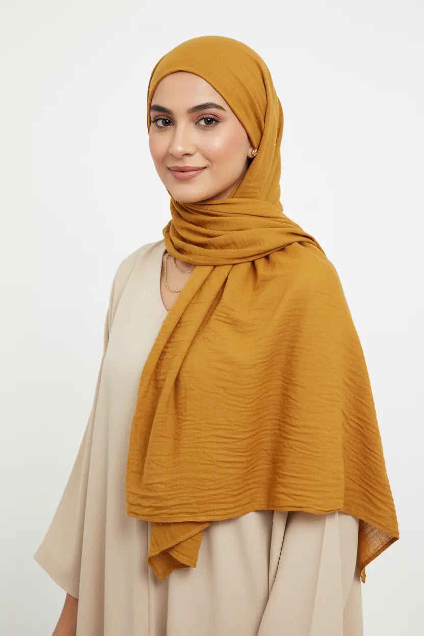 Cotton Crinkle Hijab - Premium - Antique - Gold - Tuhfa