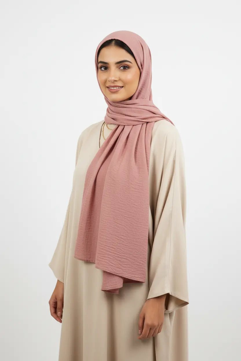 Cotton Crinkle Hijab - Premium - Dusty - Rose - Tuhfa