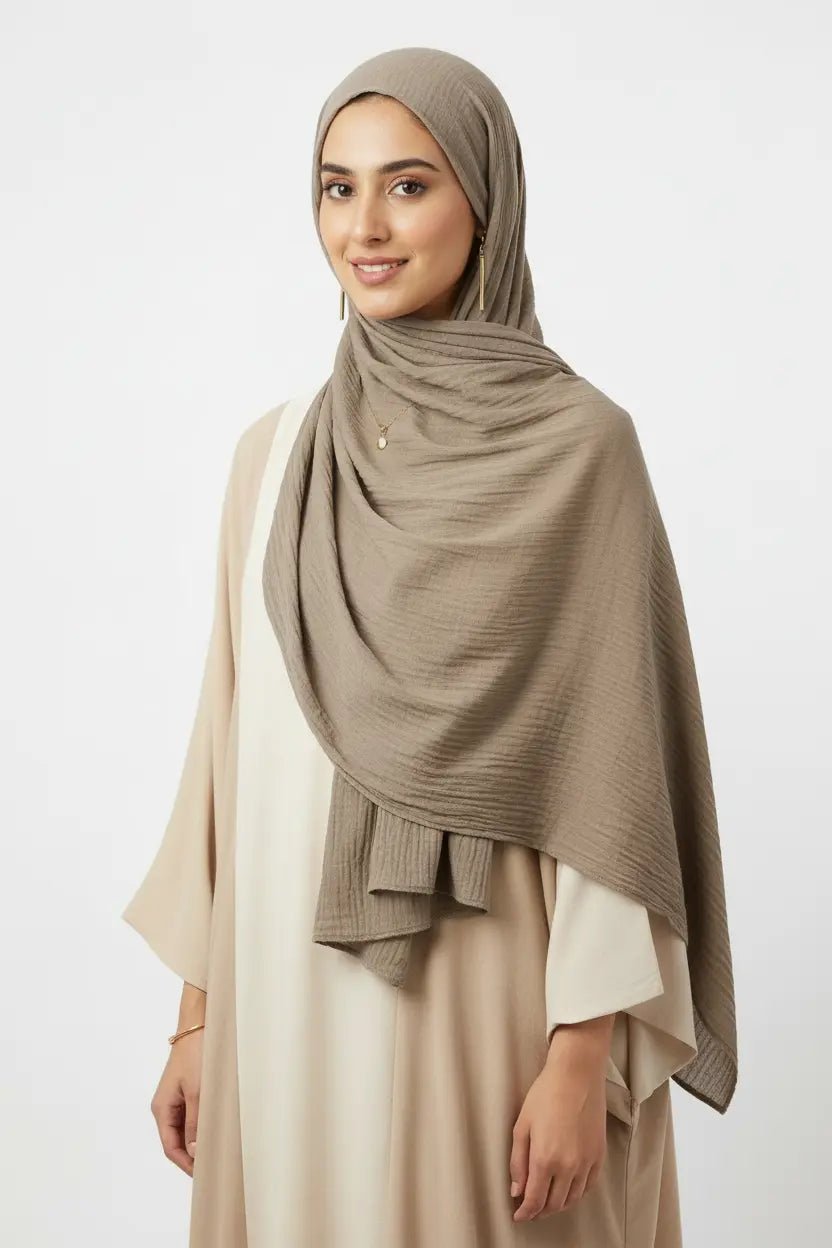 Cotton Crinkle Hijab - Premium - Mushroom - Tuhfa