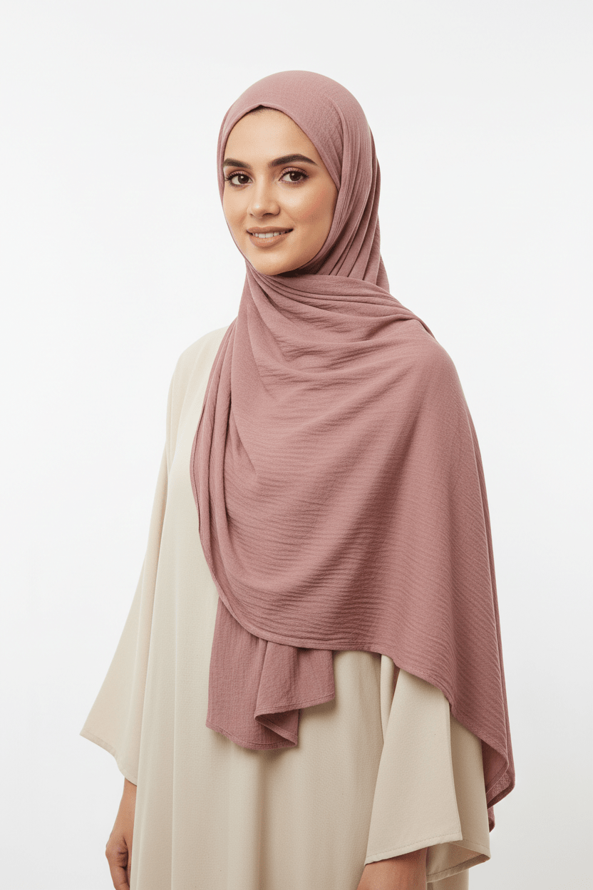 Cotton Crinkle Hijab - Premium - Old - Rose - Tuhfa