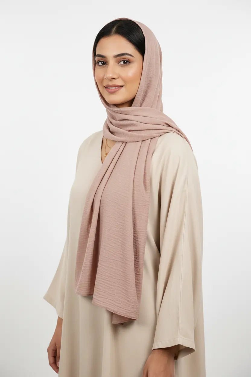Cotton Crinkle Hijab - Premium - Pale - Blush - Tuhfa