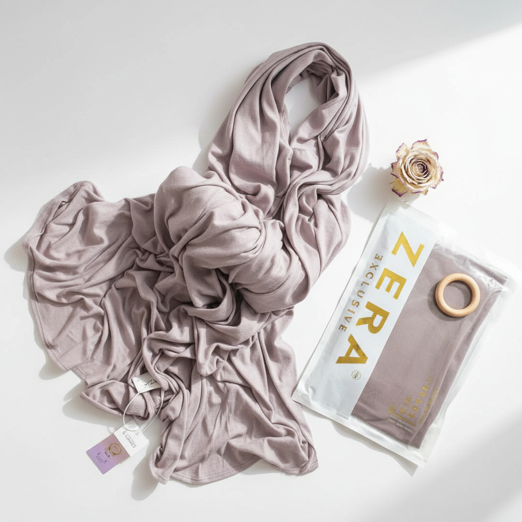 Dusty Silver Jersey Hijab - Alternative styling