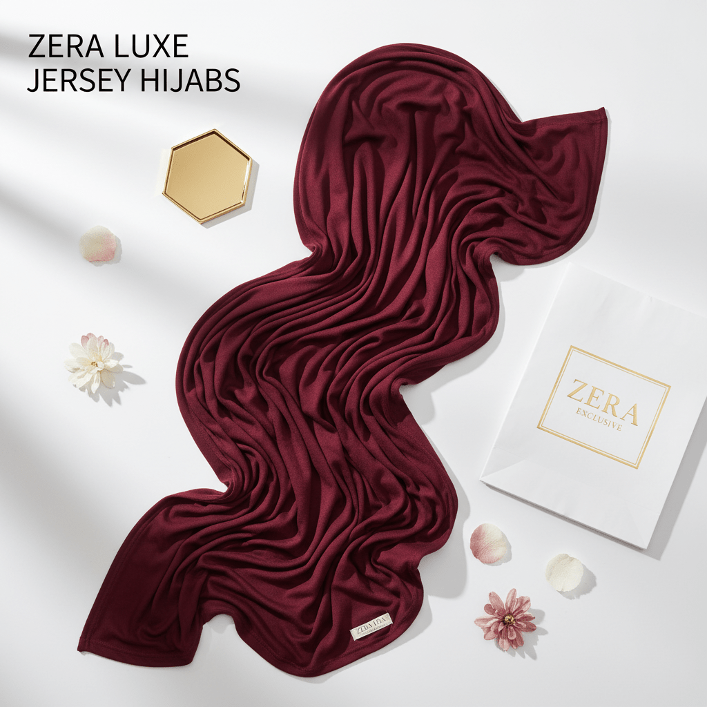 Jersey Hijab - Burgundy - Zera Luxe - Tuhfa