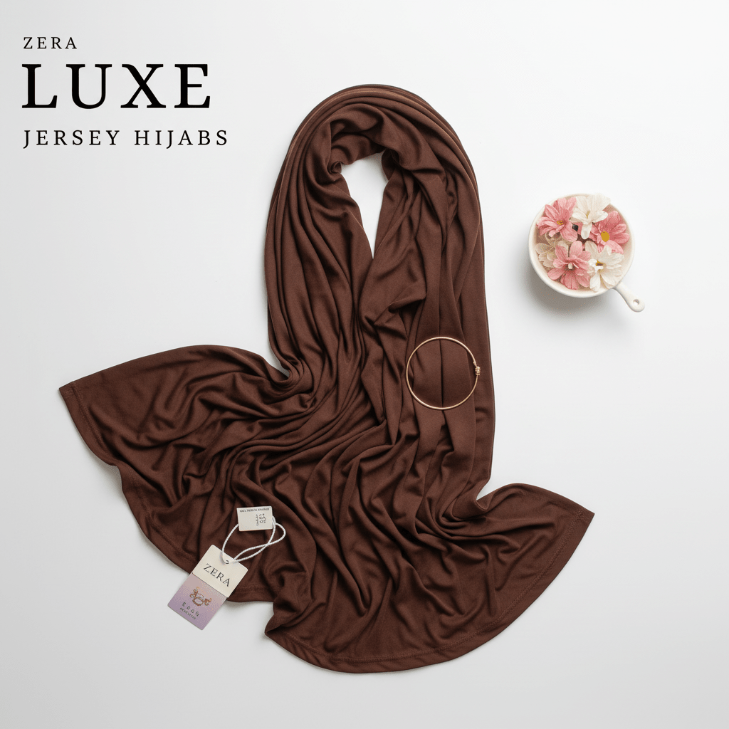 Jersey Hijab - Chocolate Brown - Zera Luxe - Tuhfa
