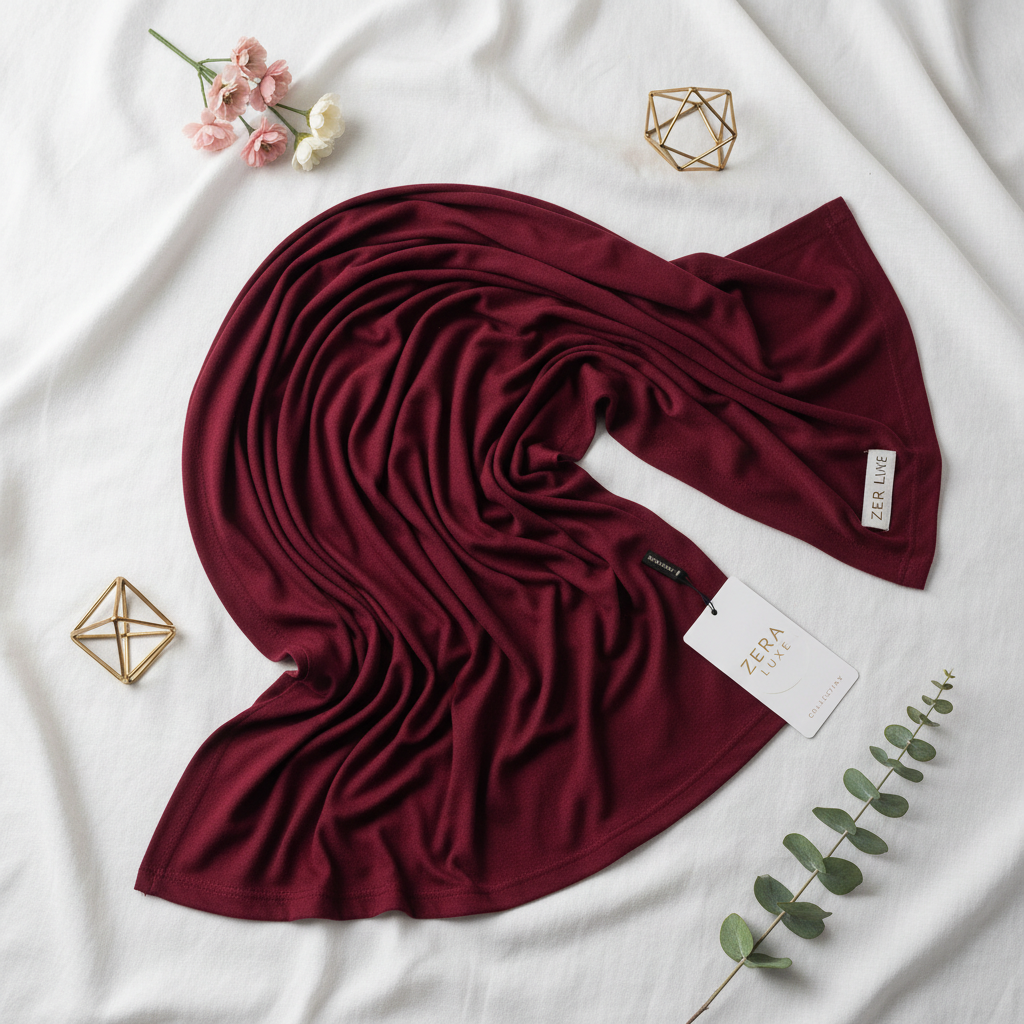 Maroon Jersey Hijab - Zera Luxe Collection