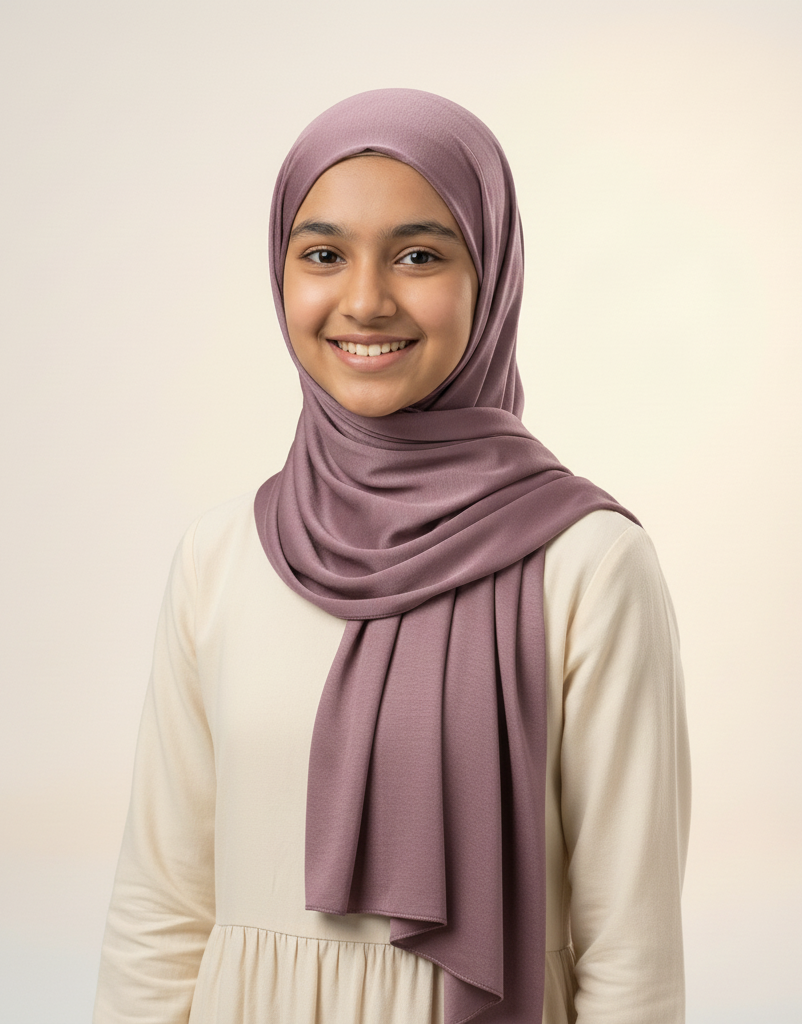 Mauve dusty purple hijab with coordinating dress