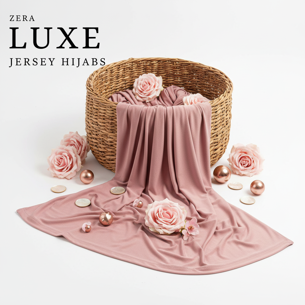 Rose Taupe Jersey Hijab - Color #e2aeab with basket