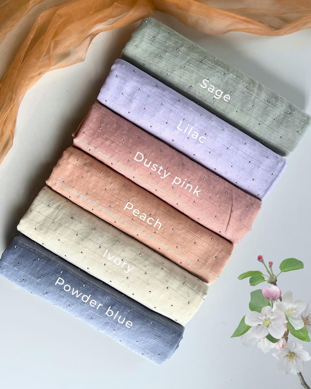 Shimmer Stone Georgette Hijab - Powder Blue - Tuhfa